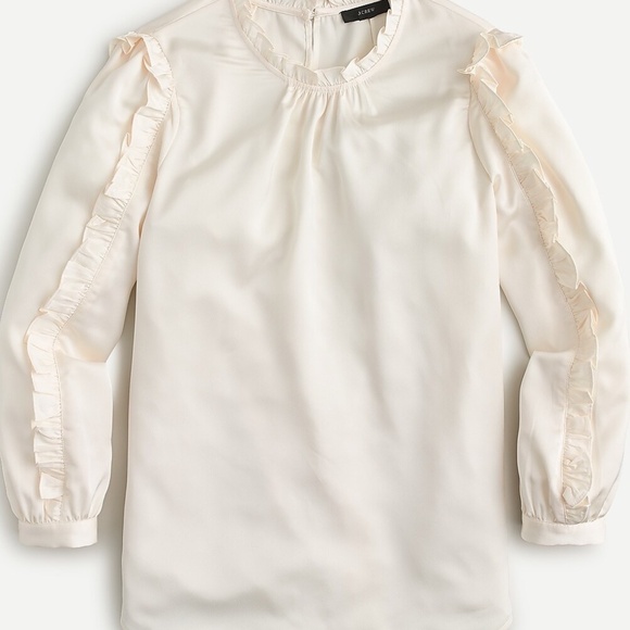 NEW J.Crew Ruffle-sleeve top in Satin Crepe Cream S - Picture 8 of 9